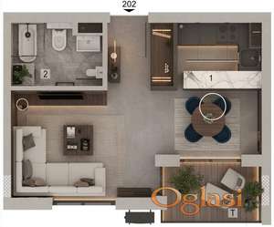 VAS NOVI KUTAK IZ SNOVA-moderna garsonjera na samo 15 min od centra grada.